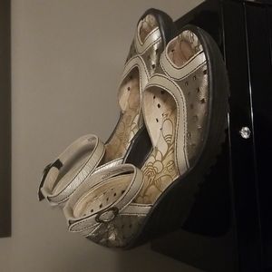 Fly London Pewter Metallic Wedges